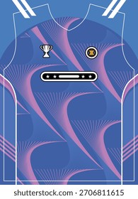 Plantilla moderna del jersey del fútbol con el diseño azul y rosado dinámico del degradado