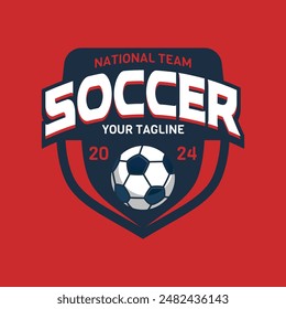 Modern soccer Logo or football club sign badge templates isolated. Football logo with shield background vector design collection isolated