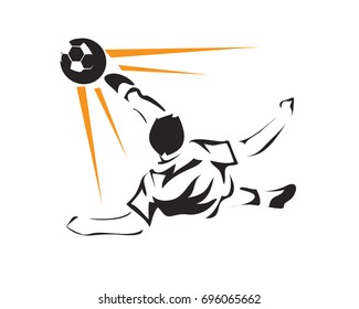 Modern Soccer Player In Action Logo - Extreme Bicycle Kick Attack