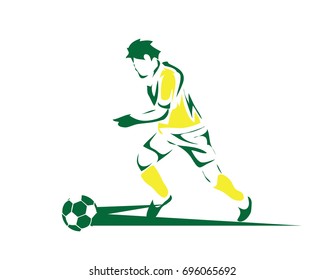 Modern Soccer Player In Action Logo - Football Player Cross Ball Control Strategy