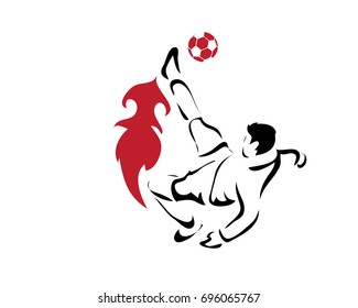 Modern Soccer Player In Action Logo - Bicycle Kick On Fire