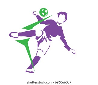Modern Soccer Player In Action Logo - Hard Fast Kick To Win