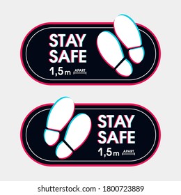 Modern social distance. Stay safe 1,5 meter apart. Suitable for play areas and modern buildings. With 3d effect