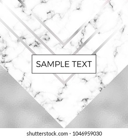 Modern social media banner, marble and foil texture with grey geometry background. Square template for designs, card, flyer, invitation, party, birthday, wedding, email, web, website
