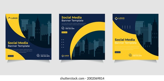 Modern Social Media banner template set design. Promotional web banner ser for social media. Elegant sale and discount promo