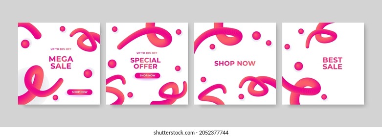 Modern Social Media banner template. Promotional web banners for social media. Elegant sale and discount promo - Vector. Modern promotion square web banner for social media mobile apps