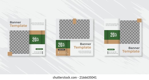 Modern Social Media banner template can be edited. Anyone can use this design easily. Promotional web banners for social media. Elegant sale and discount promo