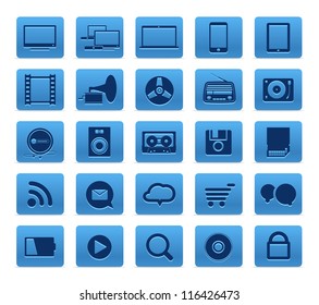 Modern Social media buttons collection isolated on white