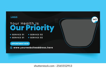 Modern social media cover banner or billboard,signage design template for medical, doctor, health care