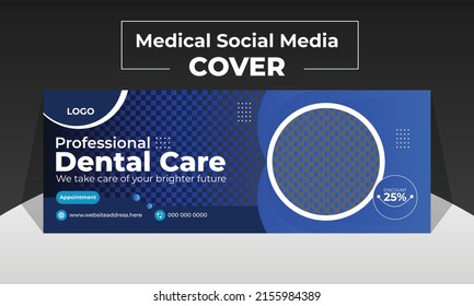 Modern social media cover design template for profile banner dental care medical clinic doctor 