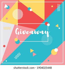 Modern social media giveaway template in memphis design style.Professional giveaway mockup template best suitable for social media.