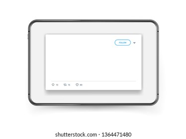 Modern social media message post template isolated on white