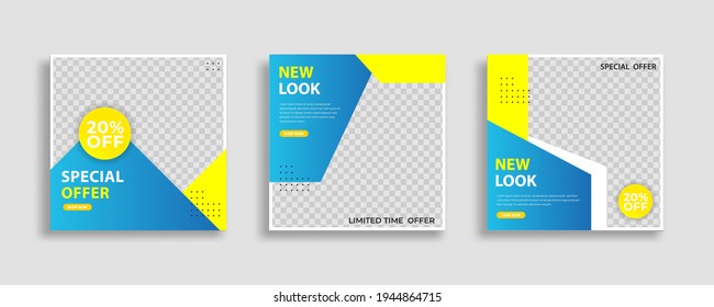 Modern Social Media post banner template can be edited. Anyone can use this design easily. Promotional web banners for social media. Elegant sale and discount promo - Vector.