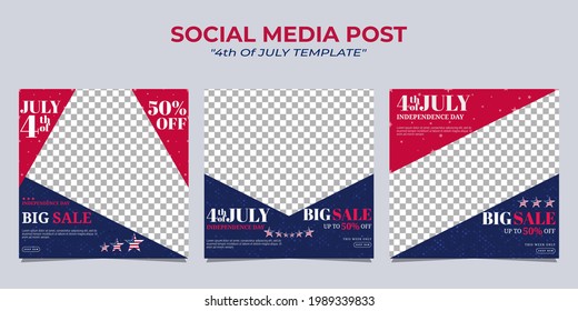 Modern social media post banner template design for US independence day celebration