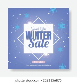 Postagem moderna de mídia social, modelo de banner para
promoção de venda de inverno e Natal, ano novo, banner web de venda de festival de Natal, folheto ou cartaz quadrado de inverno, história, e web design de anúncios 