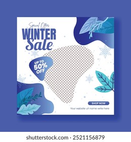 Modern social media post, banner template for
winter and Christmas sale promotion, new year, Christmas festival sale web banner, winter square flyer or poster, story, and web ads design 