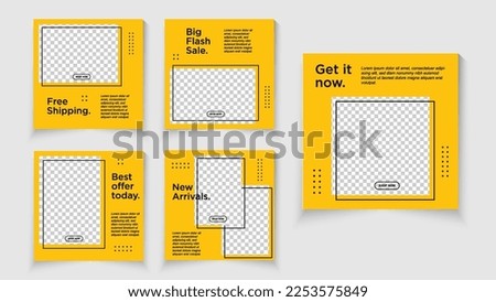 Modern social media post bundle vector, Design editable template for social media posts and web mobile ads. Modern elegant sales and discount promotions.