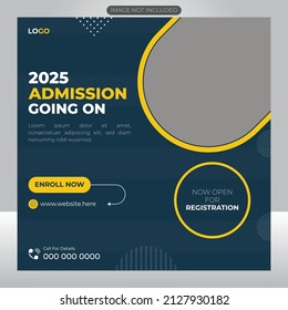 modern social media post design template for admission
