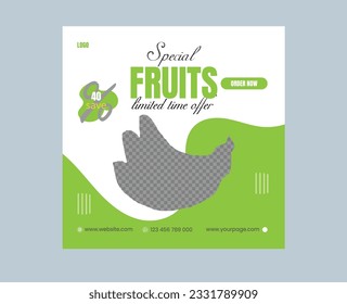 Plantilla Moderna De Diseño De Publicaciones En Medios Sociales Para Frutas Alimentarias ,