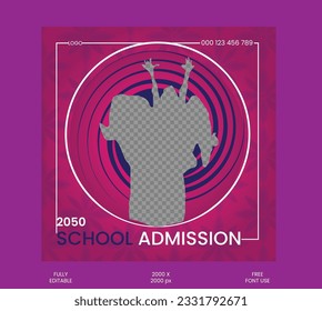 Modern Social Media Post Design Template For Admission .