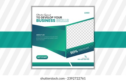 Modern social media post design with two color gradient.