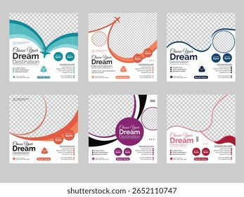 Modern Social media post design for creative travel agency growth and marketing