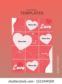 modern social media post feed, instagram feed, Pink, white, valentine minimalist.