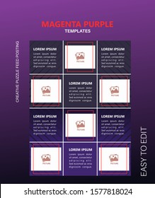 Modern Social Media Post Feed, Purple, Pink,  Retro, Instagram Feed, Instagram Template, Instagram Theme.