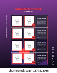 Modern Social Media Post Feed, Purple, Pink,  Retro, Instagram Feed, Instagram Template, Instagram Theme.