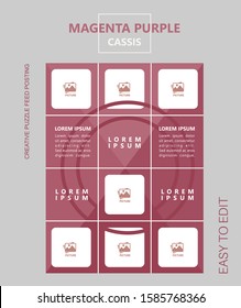modern social media post feed, instagram feed, purple, white, minimalist, collour trend 2020 cassis.