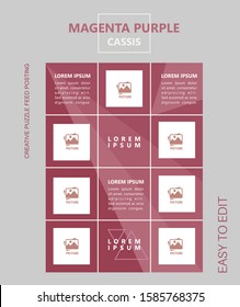 modern social media post feed, instagram feed, purple, white, minimalist, collour trend 2020 cassis.