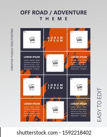 modern social media post feed, instagram feed, instagram theme, instagram template, offroad blue,adventure minimalist.