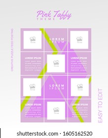 modern social media post feed, Pink peach soft, magenta, instagram feed, instagram template, instagram frame, minimalist.