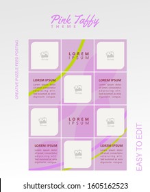 modern social media post feed, Pink peach soft, magenta, instagram feed, instagram template, instagram frame, minimalist.