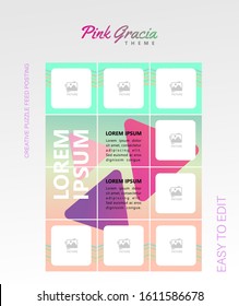 Modern Social Media Post Feed, Pink Gradient Blue Sky, Magenta, Instagram Feed, Instagram Template, Instagram Frame, Minimalist.