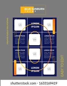 modern social media post feed, Blue, retro, instagram feed, instagram template, instagram frame, minimalist.
