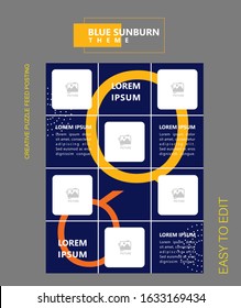 modern social media post feed, Blue, retro, instagram feed, instagram template, instagram frame, minimalist.