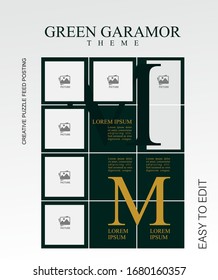 modern social media post feed, Green, Luxury, Elegant, instagram feed, instagram template, instagram frame, minimalist.