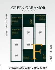 modern social media post feed, Green, Luxury, Elegant, instagram feed, instagram template, instagram frame, minimalist.