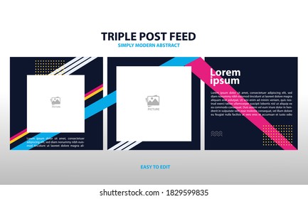 modern social media post feed, blue, retro, instagram feed, instagram template, instagram frame, minimalist.