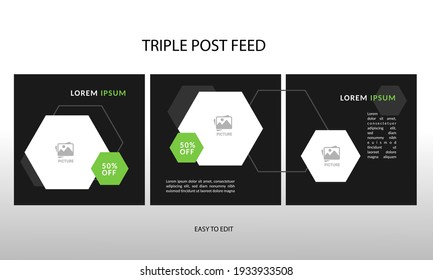modern social media post feed, black, retro, instagram feed, instagram template, instagram frame, minimalist.