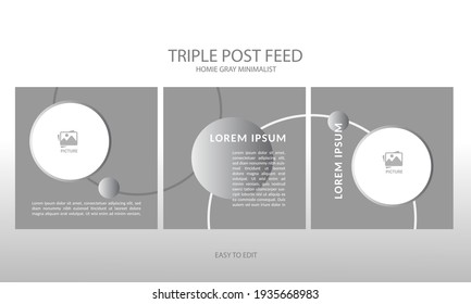 modern social media post feed, grey, retro, instagram feed, instagram template, instagram frame, minimalist.