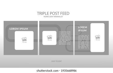 modern social media post feed, grey, retro, instagram feed, instagram template, instagram frame, minimalist.