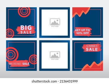 modern social media post feed, Gradient blue, retro, Product feed, template, frame, minimalist