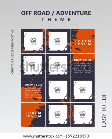 modern social media post feed, instagram feed, instagram theme, instagram template, off road blue,adventure minimalist.