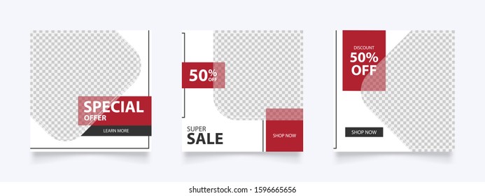 modern social media post template design in red and pink color suitable for valentine sale promotion. fashion marketing banner layout.