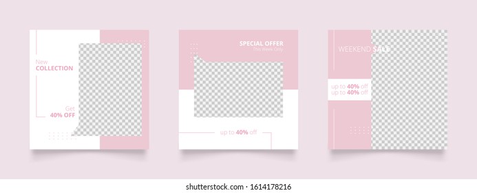 modern social media post template with pink color suitable for valentines sale marketing promo. promotional web banner vector frame.