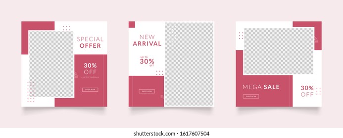 modern social media post template with pink color suitable for valentines sale marketing promo. promotional web banner vector frame.