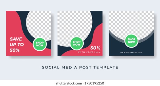 Modern Social Media post template. Promotional web banner for social media with editable space photo. Elegant sale and discount promo.