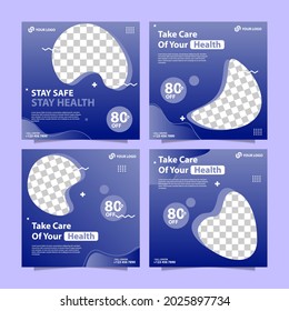 Modern social media post template design. Collection of Medical social media post template for hospital and clinic. healthcare post social media template. Editable template post for social media.